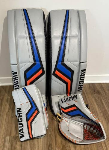 Vaughn Pro V Elite Pro Carbon Goalie Pads 35+2 Trapper Blocker Grey/Black/Orange/Blue