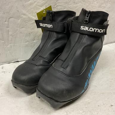 Used Salomon R/COMBI JR PROLINK Boys NNN XC Ski Boots Black W 07-07.5 / JR 05.5-06 11855-S000192118