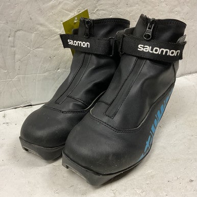 Used Salomon R/COMBI JR PROLINK Boys NNN XC Ski Boots Black W 07-07.5 / JR 05.5-06 11855-S000192118