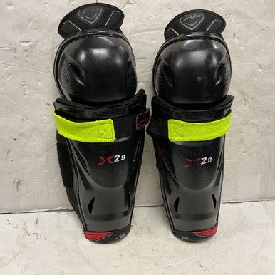 Used Bauer VAPOR X2.9 Junior Shin Guards Black And Red 11" 11855-S000192103