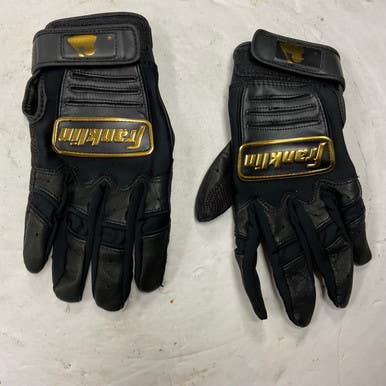 Used Franklin ADULT PRO CLASSIC BB/SB Batting Gloves Black And Gold SM 11855-S000192161