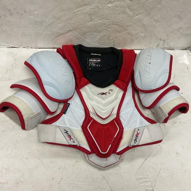 Used Bauer VAPOR APX2 Junior Shoulder Pads White And Red MD 11855-S000192131