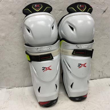 Used Bauer VAPOR 2X Junior Shin Guards White/Black/Red 13" 11855-S000192130