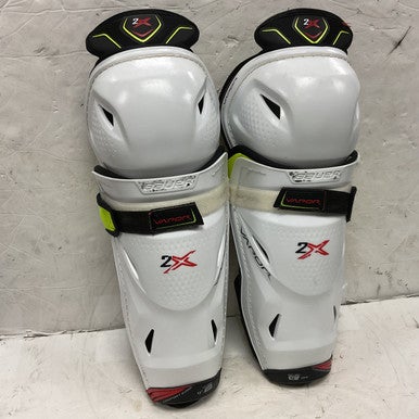 Used Bauer VAPOR 2X Junior Shin Guards White/Black/Red 13" 11855-S000192130