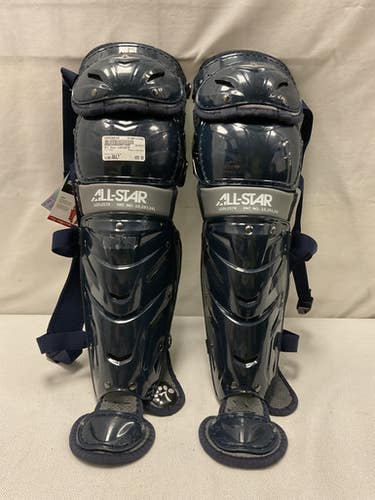 Used All Star LG912S7X Catchers Leg Guards Navy Blue Adult 11490-S000266249