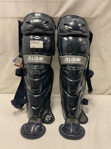 Used All Star LG912S7X Catchers Leg Guards Navy Blue Adult 11490-S000266249