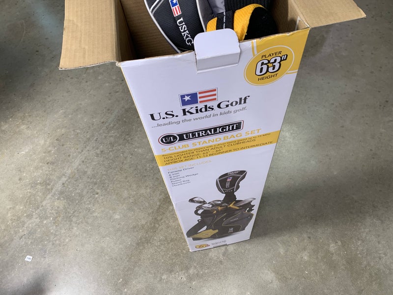 US Kids Ultralight WT-10u Club Set Driver 3W 6&8 PW Putter 63" Yellow JR RH +Bag