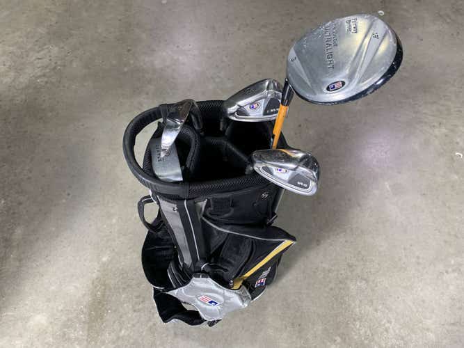 U.S. Kids Ultralight WT-10 Club Set 3W 6 & 8 PW Putter 63" Yellow Junior LH +Bag