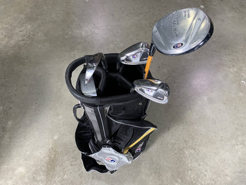 U.S. Kids Ultralight WT-10 Club Set 3W 6 & 8 PW Putter 63" Yellow Junior LH +Bag