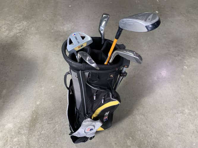 U.S. Kids Ultralight WT-10 Club Set 3W 6 & 8 PW Putter 63" Yellow Junior RH +Bag