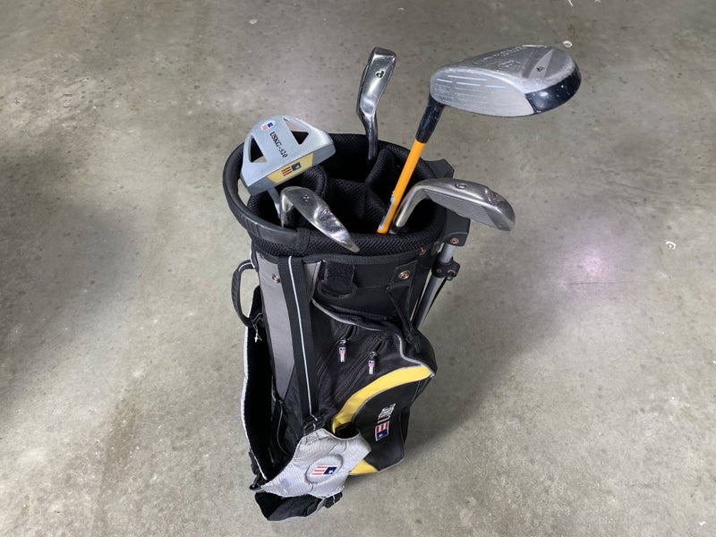 U.S. Kids Ultralight WT-10 Club Set 3W 6 & 8 PW Putter 63" Yellow Junior RH +Bag