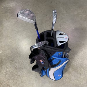 U.S. Kids WT-25 Club Set 3W 7i PW Putter US Kids 45'' Blue Junior LH +Bag