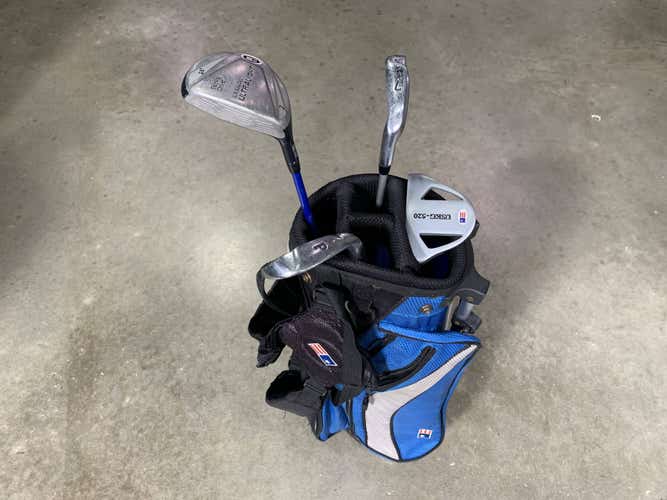 U.S. Kids WT-25 Club Set 3W 7i PW Putter US Kids 45'' Blue Junior LH +Bag
