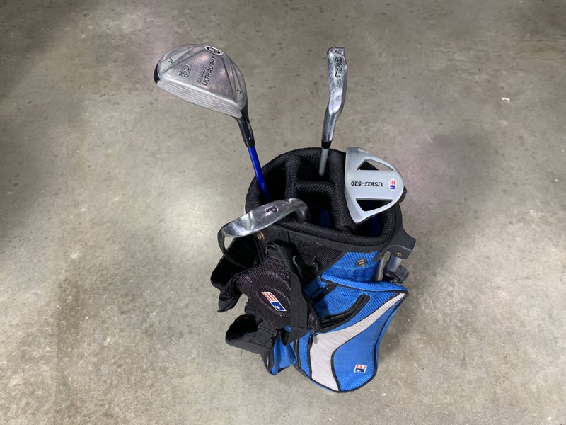 U.S. Kids WT-25 Club Set 3W 7i PW Putter US Kids 45'' Blue Junior LH +Bag
