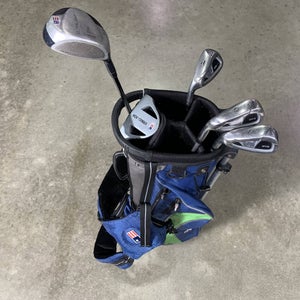 U.S. Kids WT-15 Club Set Driver 6 & 8 PW Putter 57" Green Junior LH +Bag