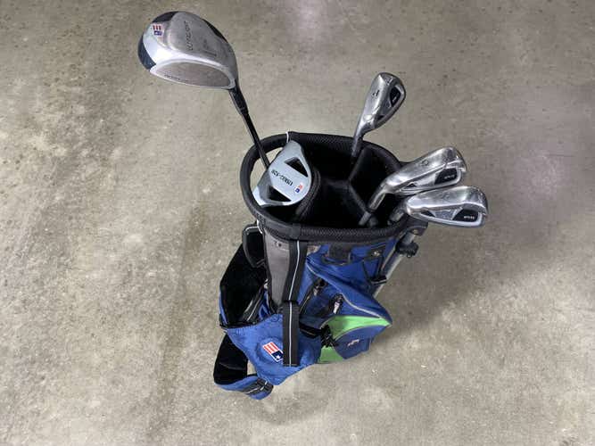 U.S. Kids WT-15 Club Set Driver 6 & 8 PW Putter 57" Green Junior LH +Bag