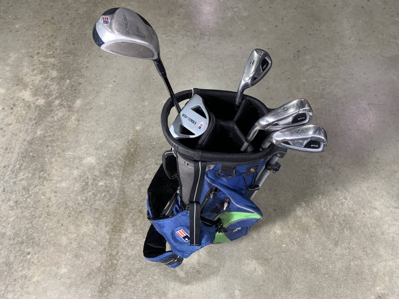 U.S. Kids WT-15 Club Set Driver 6 & 8 PW Putter 57" Green Junior LH +Bag