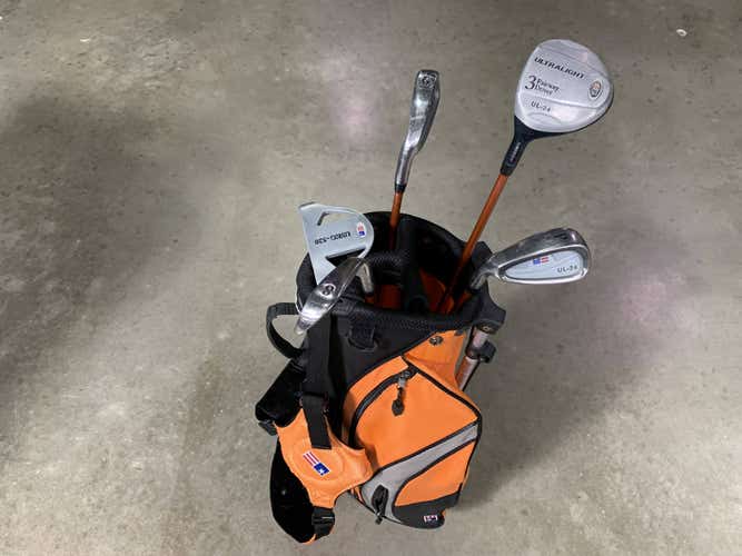 U.S. Kids UL-24 Club Set 3W 6 & 8 PW Putter KidPower 51-35 Junior LH +Bag