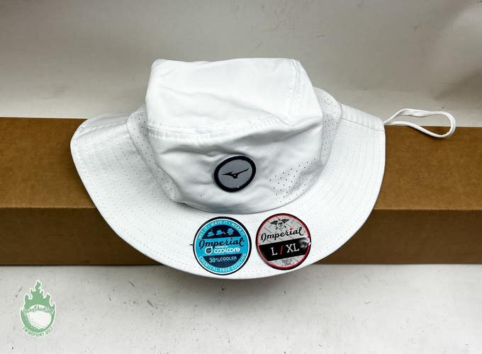 New w/ Tags Mizuno Golf Tour Large Brim Sun Bucket Hat SZ L/XL White