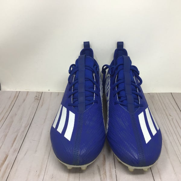 Men's Size 13.0  Adidas Mid Top Adizero Scorch Molded Cleats Blue White (Used)