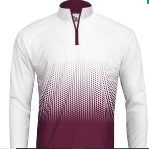 Badger Men's Large White/Maroon Hex 2.0 Quarter-Zip Shirt (New)