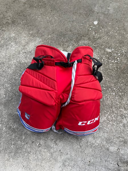New York Rangers Senior Large CCM HPG 13A Hockey Goalie Pants Pro Stock (Used)