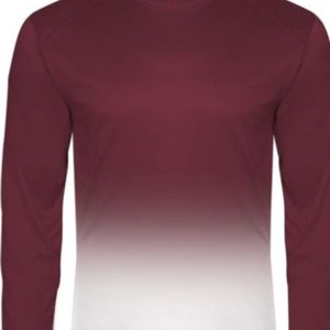 Badger Maroon Size Large Men's Ombre Long-Sleeve T-Shirt (New)