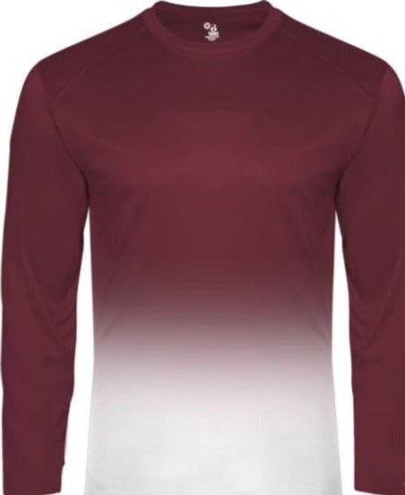 Badger Maroon Size Large Men's Ombre Long-Sleeve T-Shirt (New)