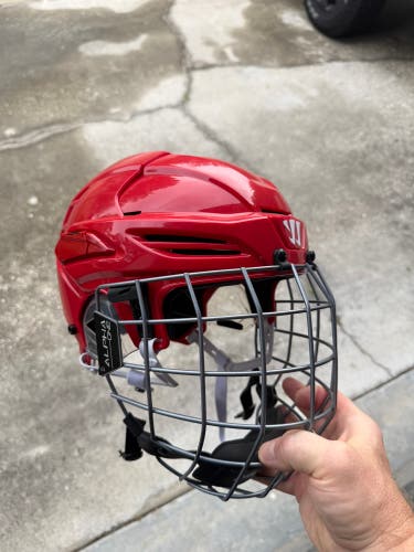 Red Large Warrior Covert PX2 Helmet with cage (Used)
