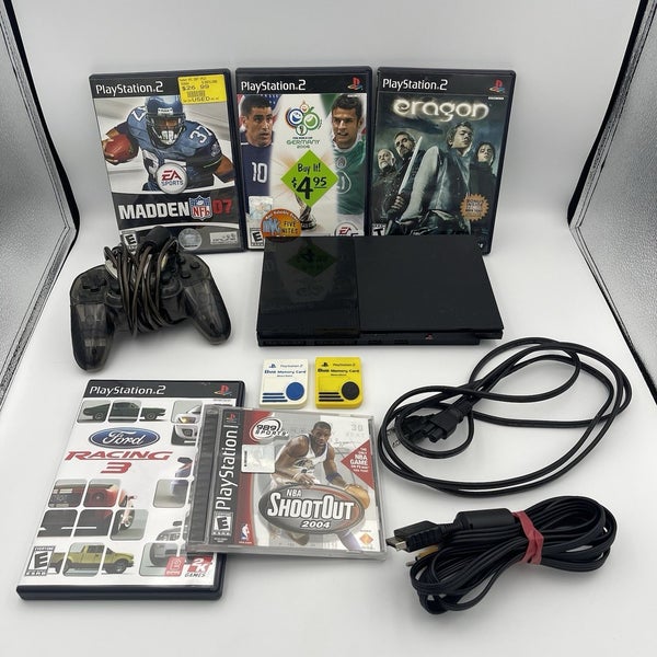 Sony PlayStation 2 PS2 Slim Black Console System Bundle SCPH-90001 Tested Works!