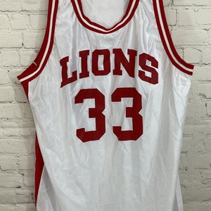 Wilson Men's 100% Polyester LIONS "33" Basketball Jersey White Red Large