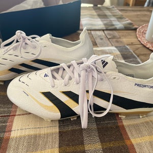 White/Black/Gold Unisex Size M 7.5 (W 8.5) Adidas predator league FF/MG Cleats (New)