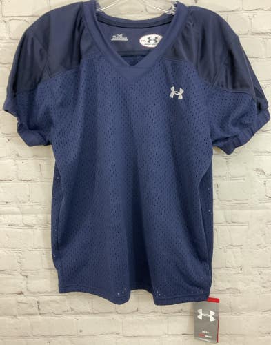 Under Armour Youth XL Heat Gear Mesh Football Jersey Moisture Movement Blue Logo