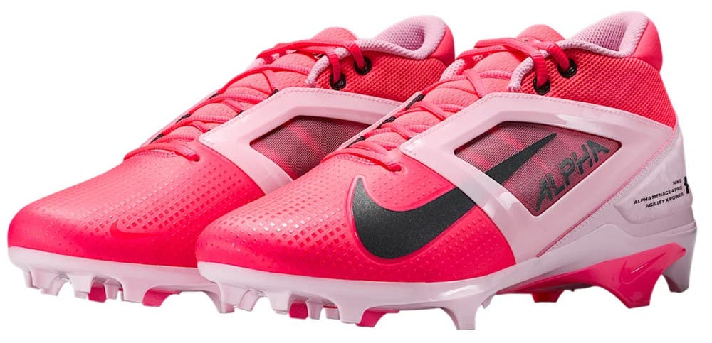 NIKE ALPHA MENACE 4 Pro NRG Racer Pink/Grey Cleats Men's HJ4568-600 Size 9.5 New