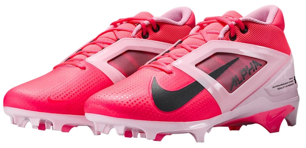 NIKE ALPHA MENACE 4 Pro NRG Racer Pink/Grey Cleats Men's HJ4568-600 Size 9.5 New