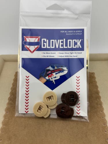 New Blond and Brown Glove Locks Keep Baseball Glove Laces Tight