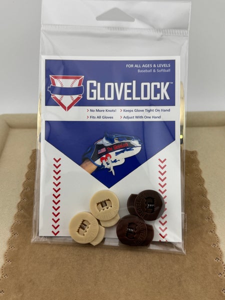 New Blond and Brown Glove Locks Keep Baseball Glove Laces Tight