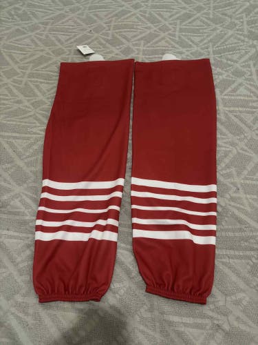 Ice Hockey Socks Gray with Black Adult 30” 32” Red with White New