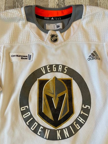 Pro Stock NHL Vegas VGK Adidas Hockey Practice Jersey White 56 Made in Canada MIC