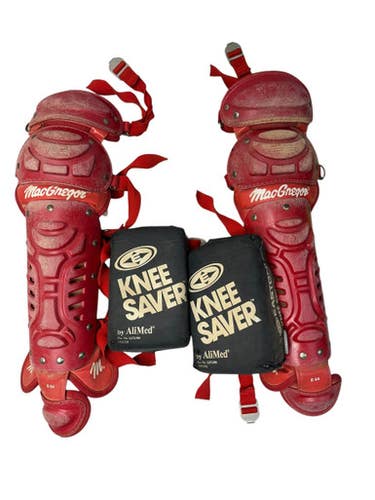 Used MacGregor B64 Catchers Leg Guards Red Youth 11835-S000198876