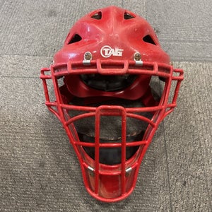 Used TAG BATTLE GEAR Catchers Helmet w/Mask Red LG 11614-S000223043