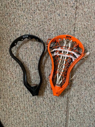 STX Super Power Lacrosse Heads (2) – Black & Orange, Used, No Warping, No Cracks