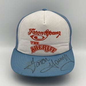 Vintage Faron Young The Sheriff Mesh Snapback Trucker Hat Autographed Signed Cap