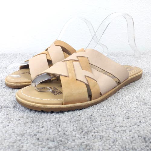 Sorel Ella Sandals Womens Size 9.5 Shoes Criss Cross Brown Slip on Leather