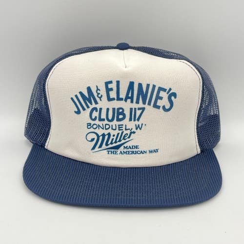 Vintage Miller High Life Jim & Elanies Club 117 Bonduel Wisconsin Snapback Hat