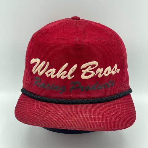 Vintage Wahl Bros Racing Products Corduroy Strapback Trucker Hat Cap Rare