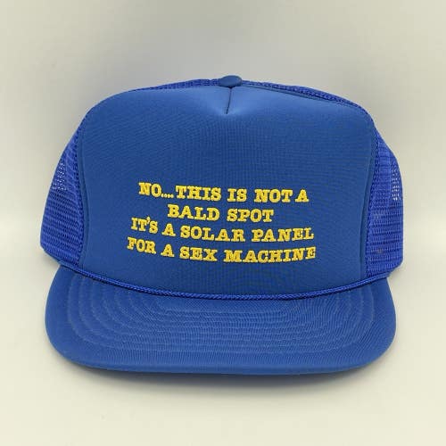 Vintage 1980s Bald Spot Solar Panel Sex Machine Snapback Trucker Hat Funny Humor