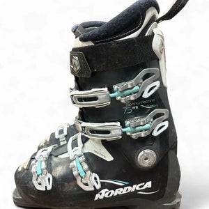 WOMEN'S NORDICA SPORTMACHINE 75R SKI BOOTS (BLACK/WHITE/AQUA) *NEW HEELS & TOES*