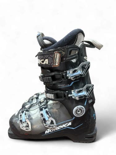 WOMEN'S NORDICA SPEEDMACHINE 95R SKI BOOTS (BLACK/LT BLUE) NEW HEELS & TOES 25.5