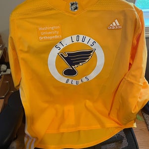 Pro Stock St. Louis Blues Yellow Adidas Practice Jersey Size 58 #94 Training Camp